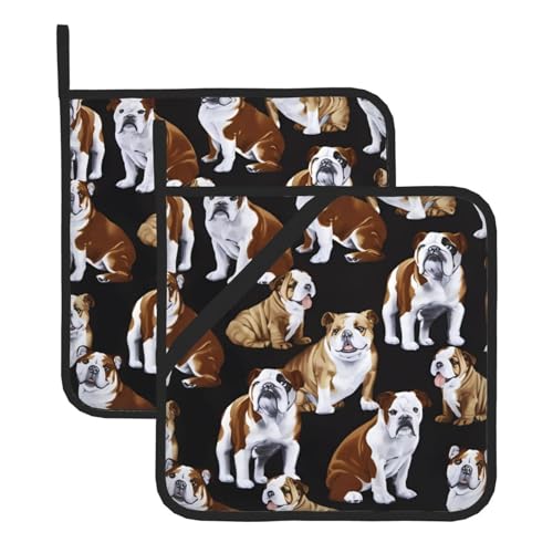 Englische Bulldoggen-Topfhalter-Sets für Küche und Grill, hitzebeständige Hotpads und Topflappen, perfekt zum Backen, Grillen Englische Bulldoggen-Topfhalter-Sets für Küche und Grill, hitzebeständige Hotpads und Topflappen, perfekt zum Backen, Grillen von JaoXer