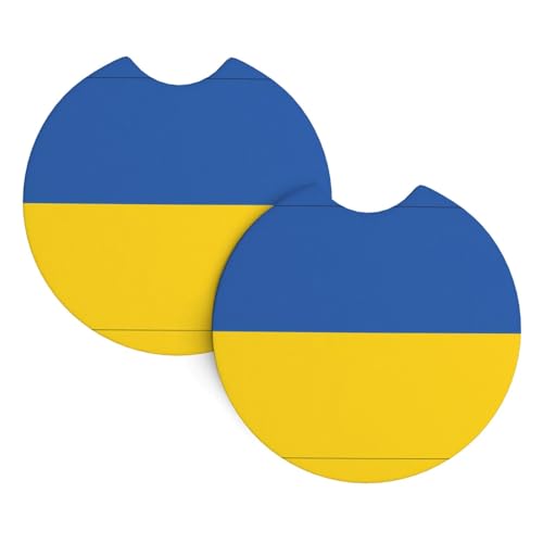 Flagge der Ukraine Druck Auto Innen Getränkehalter Pad - 2 Pack Universal Getränkeuntersetzer für LKW SUV Vans Boote - Auto Geschenk von JaoXer