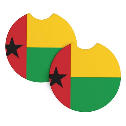Flagge von Guinea-Bissau Druck Auto Innen Getränkehalter Pad - 2 Pack Universal Getränkeuntersetzer für LKW SUV Vans Boote - Auto Geschenk Flagge von Guinea-Bissau Druck Auto Innen Getränkehalter Pad - 2 Pack Universal Getränkeuntersetzer für LKW SUV Vans Boote - Auto Geschenk von JaoXer