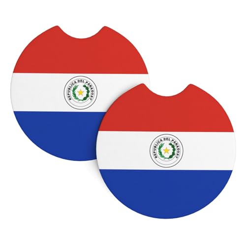 Flagge von Paraguay Druck Auto Innen Getränkehalter Pad - 2 Pack Universal Getränkeuntersetzer für LKW SUV Vans Boote - Auto Geschenk Flagge von Paraguay Druck Auto Innen Getränkehalter Pad - 2 Pack Universal Getränkeuntersetzer für LKW SUV Vans Boote - Auto Geschenk von JaoXer