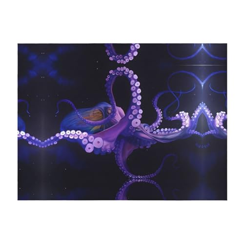 Flanelldecke, weich, gemütlich, 203,2 x 152,4 cm, violetter Oktopus-Druck, Überwurf für Bett, Sofa und Reisen, leicht, hypoallergen Flanelldecke, weich, gemütlich, 203,2 x 152,4 cm, violetter Oktopus-Druck, Überwurf für Bett, Sofa und Reisen, leicht, hypoallergen von JaoXer