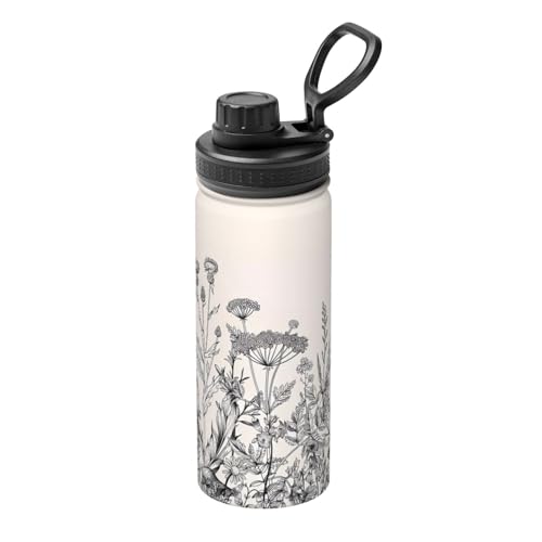 Floral Herbs Botanische Gravur 510.3 g Sport Isolierter Wasserkocher - Doppelwandige Thermoskanne für heiße und kalte Getränke - Perfekt für Reisen, Camping Floral Herbs Botanische Gravur 510.3 g Sport Isolierter Wasserkocher - Doppelwandige Thermoskanne für heiße und kalte Getränke - Perfekt für Reisen, Camping von JaoXer