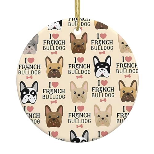 Französische Bulldogge Keramik-Weihnachtsbaumschmuck – festliche, runde hängende Dekoration für Weihnachten, Feiertage, Hochzeiten und mehr Französische Bulldogge Keramik-Weihnachtsbaumschmuck – festliche, runde hängende Dekoration für Weihnachten, Feiertage, Hochzeiten und mehr von JaoXer
