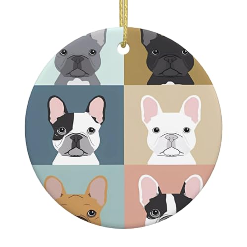 Französische Bulldogge Weihnachtsbaum Keramik hängende dekorative Ornamente für Weihnachten, Feiertage - Wandhalterung Dekor für Zuhause, Partys Französische Bulldogge Weihnachtsbaum Keramik hängende dekorative Ornamente für Weihnachten, Feiertage - Wandhalterung Dekor für Zuhause, Partys von JaoXer