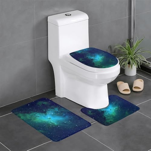 Galaxy Green 3-teiliges Badezimmerteppich-Set, WC-Bodenteppich, Badewanne, Dusche, waschbare Matten – bequeme und langlebige Badteppiche Galaxy Green 3-teiliges Badezimmerteppich-Set, WC-Bodenteppich, Badewanne, Dusche, waschbare Matten – bequeme und langlebige Badteppiche von JaoXer