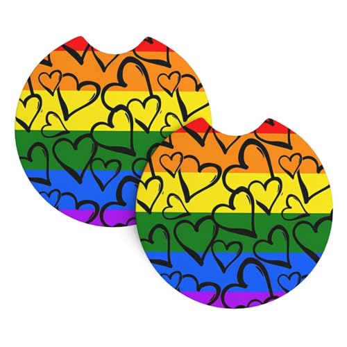 Gay Pride Regenbogenmuster Druck Auto Innen Getränkehalter Pad - 2 Pack Universal Getränkeuntersetzer für LKW SUV Vans Boote - Auto Geschenk Gay Pride Regenbogenmuster Druck Auto Innen Getränkehalter Pad - 2 Pack Universal Getränkeuntersetzer für LKW SUV Vans Boote - Auto Geschenk von JaoXer