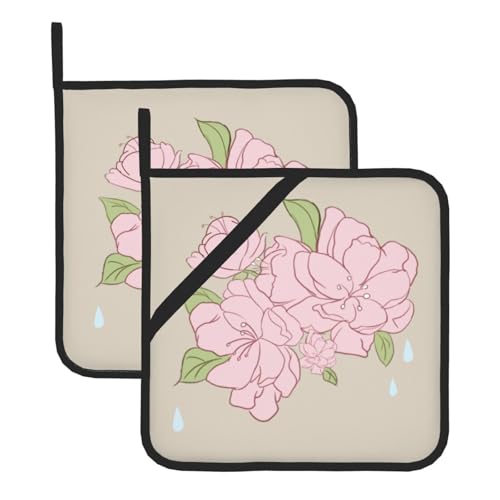 Geteilte Topflappen-Sets mit Pfirsichblüten-Druck, hitzebeständige Topflappen, Küchenofenhandschuhe zum Backen, Grillen und für die Mikrowelle Geteilte Topflappen-Sets mit Pfirsichblüten-Druck, hitzebeständige Topflappen, Küchenofenhandschuhe zum Backen, Grillen und für die Mikrowelle von JaoXer