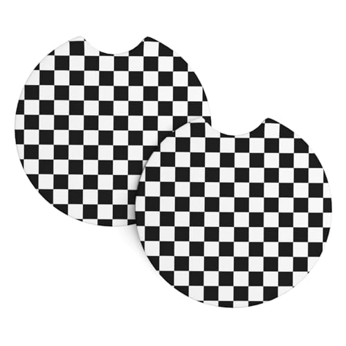 Getränkehalter für den Auto-Innenbereich, schwarz-weiß kariert, 2 Stück, Universal-Getränkeuntersetzer für LKW, SUVs, Vans, Boote, Auto-Geschenk Getränkehalter für den Auto-Innenbereich, schwarz-weiß kariert, 2 Stück, Universal-Getränkeuntersetzer für LKW, SUVs, Vans, Boote, Auto-Geschenk von JaoXer