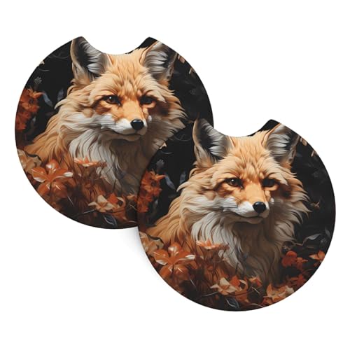 Getränkehalter mit Fuchs- und Blumendruck, 2 Stück, Universal-Getränkeuntersetzer für LKW, SUVs, Vans, Boote, Auto-Geschenk Getränkehalter mit Fuchs- und Blumendruck, 2 Stück, Universal-Getränkeuntersetzer für LKW, SUVs, Vans, Boote, Auto-Geschenk von JaoXer