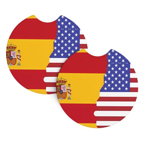 Getränkehalter mit amerikanischer Spanien-Flagge, 2 Stück, Universal-Getränkeuntersetzer für LKW, SUVs, Vans, Boote, Auto-Geschenk von JaoXer