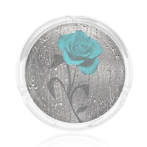 Glasaschenbecher mit Rosenblüten-Druck, rund, 8,4 cm, klarer Kristall, für Zuhause, Büro und Außenbereich Glasaschenbecher mit Rosenblüten-Druck, rund, 8,4 cm, klarer Kristall, für Zuhause, Büro und Außenbereich von JaoXer