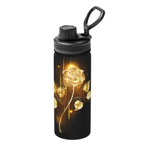 Gold Rose Isolierter Sportwasserkocher, doppelwandige Thermoskanne für heiße und kalte Getränke, 530 ml, perfekt für Reisen, Camping Gold Rose Isolierter Sportwasserkocher, doppelwandige Thermoskanne für heiße und kalte Getränke, 530 ml, perfekt für Reisen, Camping von JaoXer