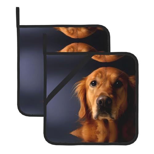 Golden Retriever Topflappen-Sets für Küche und Grill, hitzebeständige Hotpads und Topflappen, perfekt zum Backen, Grillen Golden Retriever Topflappen-Sets für Küche und Grill, hitzebeständige Hotpads und Topflappen, perfekt zum Backen, Grillen von JaoXer
