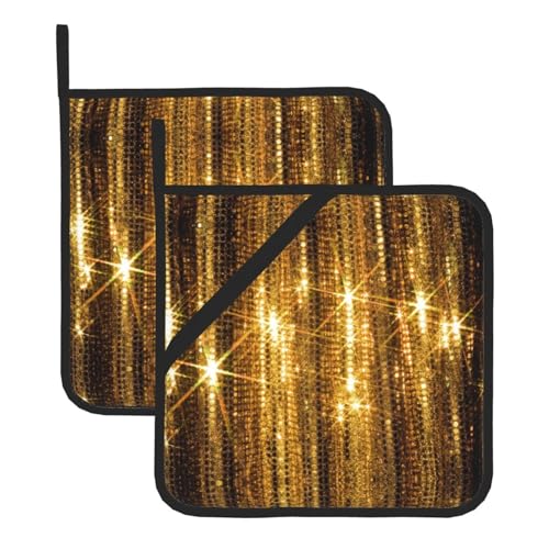 Goldene Pailletten-Topflappen-Sets für Küche und Grill, hitzebeständige Hotpads und Topflappen, perfekt zum Backen, Grillen Goldene Pailletten-Topflappen-Sets für Küche und Grill, hitzebeständige Hotpads und Topflappen, perfekt zum Backen, Grillen von JaoXer
