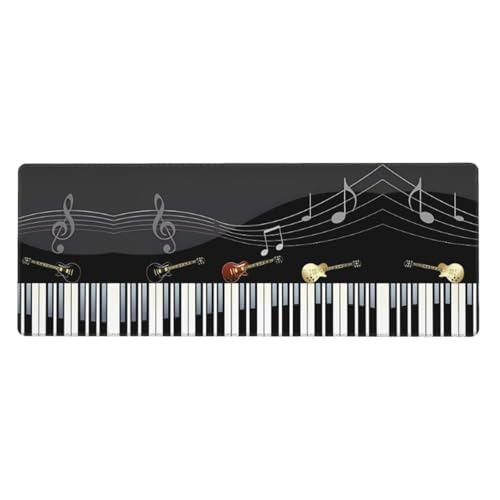 Großes Mauspad mit Gitarren-Klaviermuster, 30 x 80 cm, Gaming-Schreibtischmatte, erweiterter Schutz für Zuhause, Büro, Computer von JaoXer