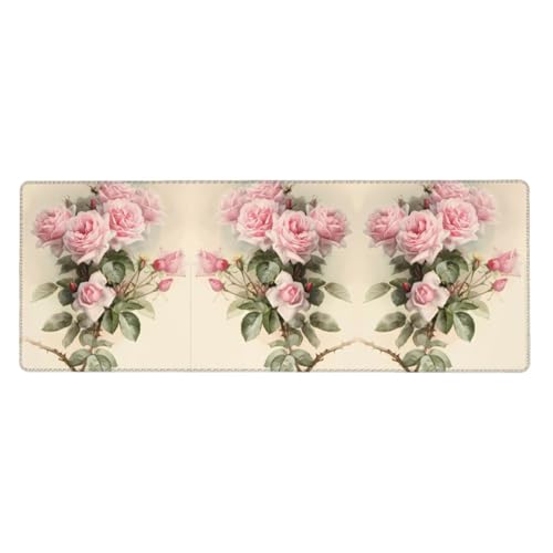 Großes rosa Vintage-Rosen-Druck, Mauspad, 30 x 80 cm, Gaming-Schreibtischmatte, erweiterter Schutz für Zuhause, Büro, Computer Großes rosa Vintage-Rosen-Druck, Mauspad, 30 x 80 cm, Gaming-Schreibtischmatte, erweiterter Schutz für Zuhause, Büro, Computer von JaoXer