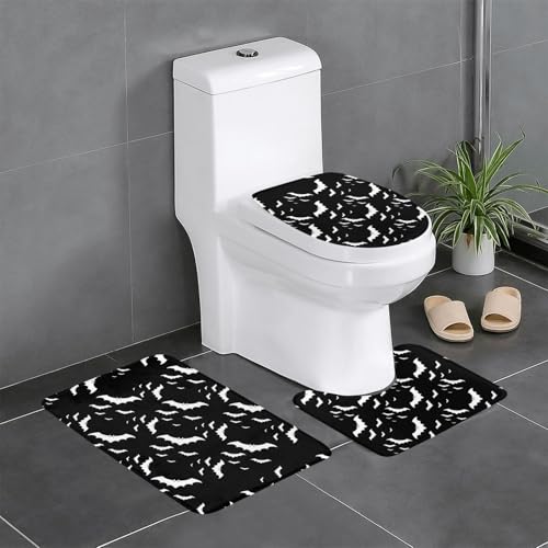 Halloween-Badezimmerteppich-Set, fliegende Fledermäuse, 3-teilig, WC-Bodenteppich, Badewanne, Dusche, waschbare Matten – bequeme und langlebige Badteppiche Halloween-Badezimmerteppich-Set, fliegende Fledermäuse, 3-teilig, WC-Bodenteppich, Badewanne, Dusche, waschbare Matten – bequeme und langlebige Badteppiche von JaoXer