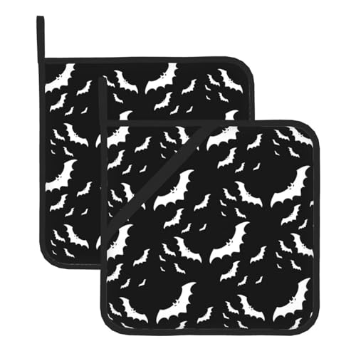 Halloween fliegende Fledermäuse Topflappen-Sets für Küche und BBQ – hitzebeständige Hotpads und Topflappen, perfekt zum Backen, Grillen Halloween fliegende Fledermäuse Topflappen-Sets für Küche und BBQ – hitzebeständige Hotpads und Topflappen, perfekt zum Backen, Grillen von JaoXer