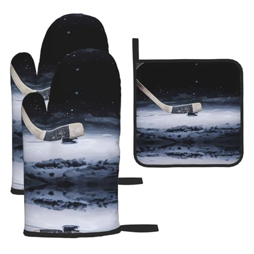 Hockeyschläger-Ofenhandschuhe, Topflappen-Set, 3-teilig, hitzebeständig, perfekt zum Backen, Grillen und Mikrowellenofen Hockeyschläger-Ofenhandschuhe, Topflappen-Set, 3-teilig, hitzebeständig, perfekt zum Backen, Grillen und Mikrowellenofen von JaoXer