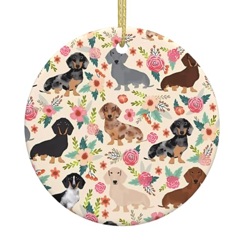 Hund Blumen Weihnachtsbaum Keramik Hängende Dekorative Ornamente für Weihnachten, Feiertage - Wandhalterung Dekor für Zuhause, Partys Hund Blumen Weihnachtsbaum Keramik Hängende Dekorative Ornamente für Weihnachten, Feiertage - Wandhalterung Dekor für Zuhause, Partys von JaoXer