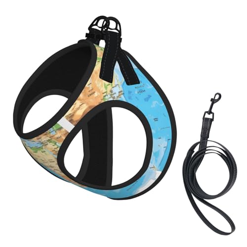 Hundegeschirr für Haustiere, Größe S, Weltkarten-Druck, verstellbar, für Katzen und Hunde, perfekt für Spaziergänge im Freien Hundegeschirr für Haustiere, Größe S, Weltkarten-Druck, verstellbar, für Katzen und Hunde, perfekt für Spaziergänge im Freien von JaoXer