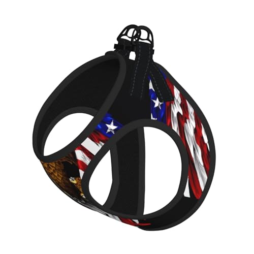 Hundegeschirr für kleine Haustiere, kleine Größe, USA-Flagge, patriotischer Adler-Druck, verstellbar, für Katzen und Hunde, perfekt für Spaziergänge im Freien Hundegeschirr für kleine Haustiere, kleine Größe, USA-Flagge, patriotischer Adler-Druck, verstellbar, für Katzen und Hunde, perfekt für Spaziergänge im Freien von JaoXer