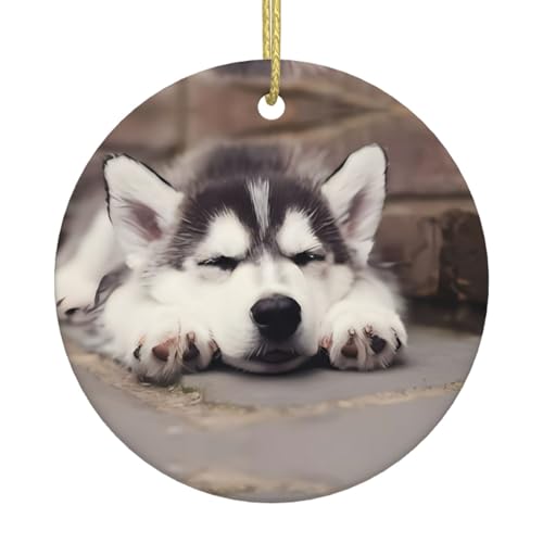 Husky Hund Weihnachtsbaum Keramik Hängende Dekorative Ornamente für Weihnachten, Feiertage - Wandhalterung Dekor für Zuhause, Partys Husky Hund Weihnachtsbaum Keramik Hängende Dekorative Ornamente für Weihnachten, Feiertage - Wandhalterung Dekor für Zuhause, Partys von JaoXer