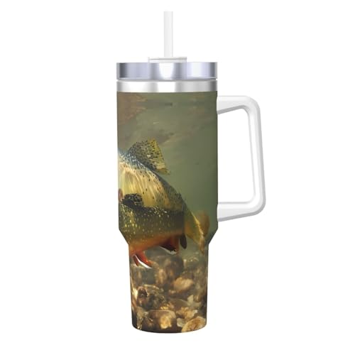Ice Bully Brook Trout Fly Fishing Edelstahl-Isolierbecher mit Griff und Strohhalm, perfekt für Reisen und Sport, 1,2 l Ice Bully Brook Trout Fly Fishing Edelstahl-Isolierbecher mit Griff und Strohhalm, perfekt für Reisen und Sport, 1,2 l von JaoXer