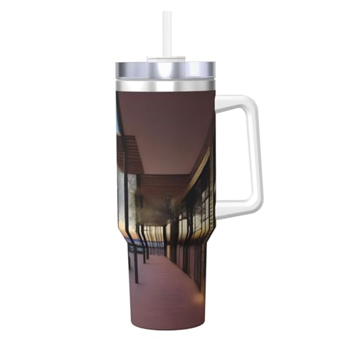 Ice Bully ChillingChillingChills Edelstahl-Isolierbecher mit Griff und Strohhalm, perfekt für Reisen und Sport, 1,2 l von JaoXer