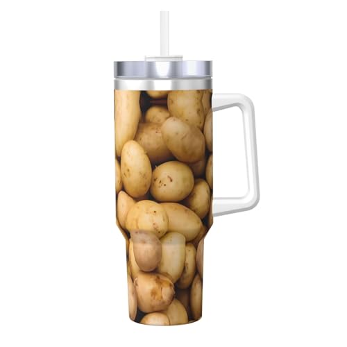 Ice Bully Garden Kartoffeldruck, isolierter Edelstahlbecher mit Griff und Strohhalm, perfekt für Reisen und Sport, 1,2 l Ice Bully Garden Kartoffeldruck, isolierter Edelstahlbecher mit Griff und Strohhalm, perfekt für Reisen und Sport, 1,2 l von JaoXer