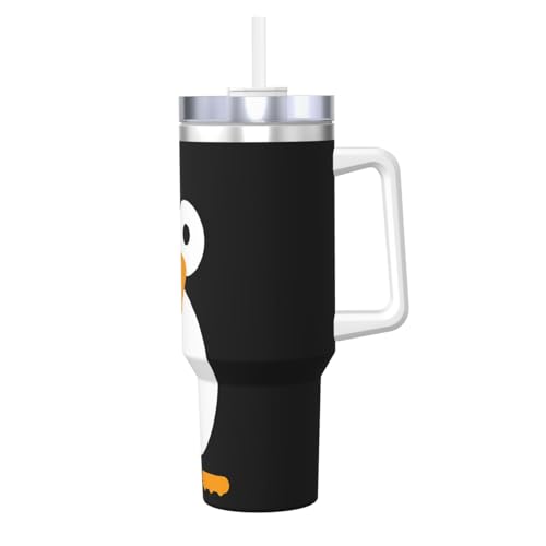 Ice Bully Isolierbecher aus Edelstahl mit süßem Pinguin-Druck, mit Griff und Strohhalm, perfekt für Reisen und Sport, 1,2 l Ice Bully Isolierbecher aus Edelstahl mit süßem Pinguin-Druck, mit Griff und Strohhalm, perfekt für Reisen und Sport, 1,2 l von JaoXer