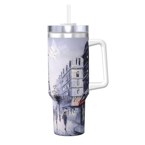 Ice Bully Paris City Tree Eiffelturm Kunstdruck Edelstahl Isolierbecher mit Griff und Strohhalm – perfekt für Reisen und Sport Ice Bully Paris City Tree Eiffelturm Kunstdruck Edelstahl Isolierbecher mit Griff und Strohhalm – perfekt für Reisen und Sport von JaoXer