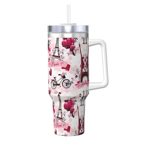 Ice Bully Paris Eiffelturm Frankreich-Druck, Edelstahl, isolierter Becher mit Griff und Strohhalm, perfekt für Reisen und Sport, 1,2 l Ice Bully Paris Eiffelturm Frankreich-Druck, Edelstahl, isolierter Becher mit Griff und Strohhalm, perfekt für Reisen und Sport, 1,2 l von JaoXer