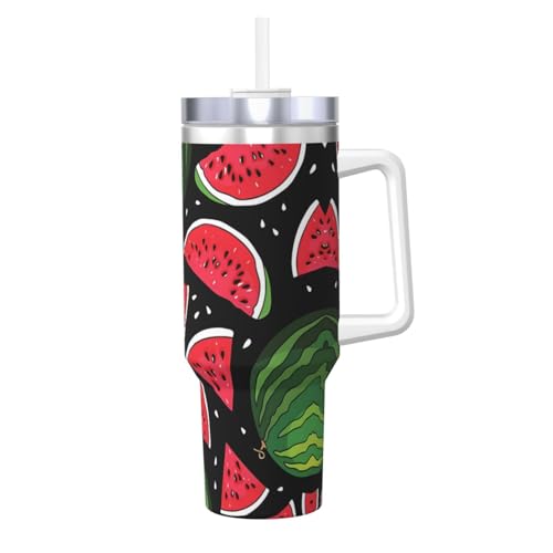 Isolierbecher aus Edelstahl mit Griff und Strohhalm, 1,2 l, Wassermelonen-Druck, perfekt für Reisen und Sport Isolierbecher aus Edelstahl mit Griff und Strohhalm, 1,2 l, Wassermelonen-Druck, perfekt für Reisen und Sport von JaoXer