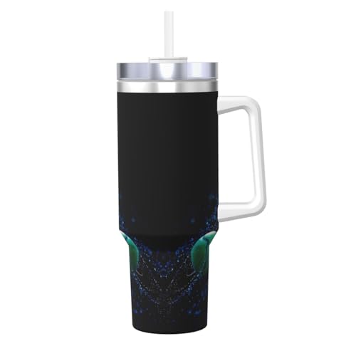 Isolierbecher aus Edelstahl mit Griff und Strohhalm, 1,2 l, ideal für Reisen und Sport von JaoXer
