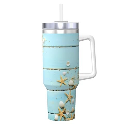 Isolierbecher aus Edelstahl mit Griff und Strohhalm, ideal für Reisen und Sport, 1,2 l Isolierbecher aus Edelstahl mit Griff und Strohhalm, ideal für Reisen und Sport, 1,2 l von JaoXer