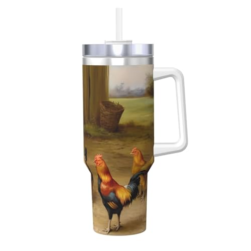 Isolierbecher aus Edelstahl mit Henkel und Strohhalm, 1,2 l, ideal für Reisen und Sport Isolierbecher aus Edelstahl mit Henkel und Strohhalm, 1,2 l, ideal für Reisen und Sport von JaoXer