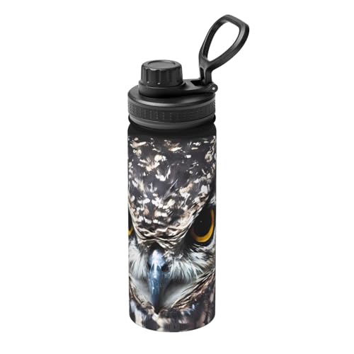 Isolierkessel mit gelbeäugigen Eulen, 530 ml, doppelwandige Thermoskanne für heiße und kalte Getränke, perfekt für Reisen, Camping Isolierkessel mit gelbeäugigen Eulen, 530 ml, doppelwandige Thermoskanne für heiße und kalte Getränke, perfekt für Reisen, Camping von JaoXer