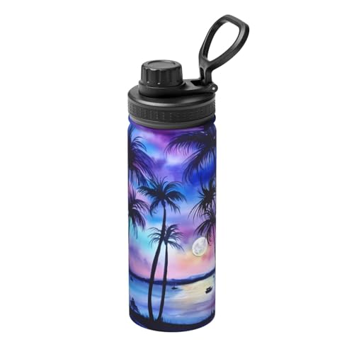 Isolierter Wasserkocher mit Palmenmuster, 530 ml, doppelwandige Thermoskanne für heiße und kalte Getränke, perfekt für Reisen, Camping Isolierter Wasserkocher mit Palmenmuster, 530 ml, doppelwandige Thermoskanne für heiße und kalte Getränke, perfekt für Reisen, Camping von JaoXer