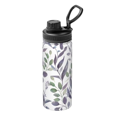 Isolierter Wasserkocher mit violetten Salbeigrünen Blättern, 530 ml, doppelwandige Thermoskanne für heiße und kalte Getränke, perfekt für Reisen, Camping Isolierter Wasserkocher mit violetten Salbeigrünen Blättern, 530 ml, doppelwandige Thermoskanne für heiße und kalte Getränke, perfekt für Reisen, Camping von JaoXer