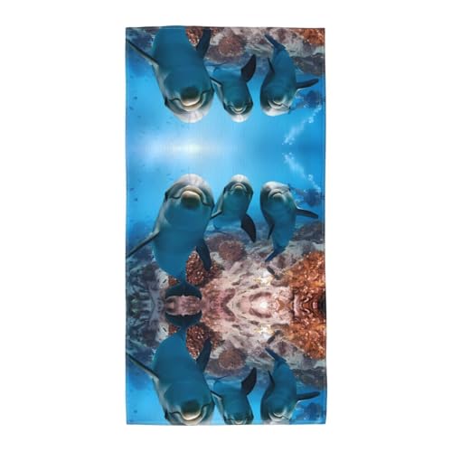 JaoXer 30,5 x 61 cm Strand-Pool-Handtuch für Damen und Herren – leicht, wiederverwendbar, lustiger Delfin, der dich ansieht, bedrucktes Handtuch für Bad, Fitnessstudio, Reisen, Sport von JaoXer