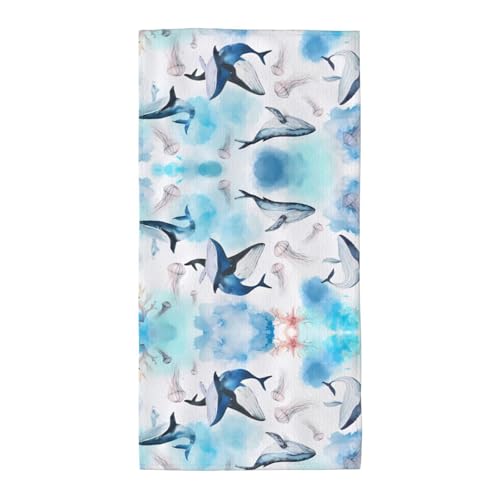 JaoXer 30,5 x 61 cm Strand-Pool-Handtuch für Damen und Herren – leichtes, wiederverwendbares Handtuch mit Meereswal und Quallen für Bad, Fitnessstudio, Reisen, Sport JaoXer 30,5 x 61 cm Strand-Pool-Handtuch für Damen und Herren – leichtes, wiederverwendbares Handtuch mit Meereswal und Quallen für Bad, Fitnessstudio, Reisen, Sport von JaoXer