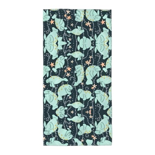 JaoXer 30,5 x 61 cm Strand-Pool-Handtuch für Damen und Herren – leichtes, wiederverwendbares Handtuch mit Seekuh, Tiere, Kalbdruck, Handtuch für Bad, Fitnessstudio, Reisen, Sport von JaoXer