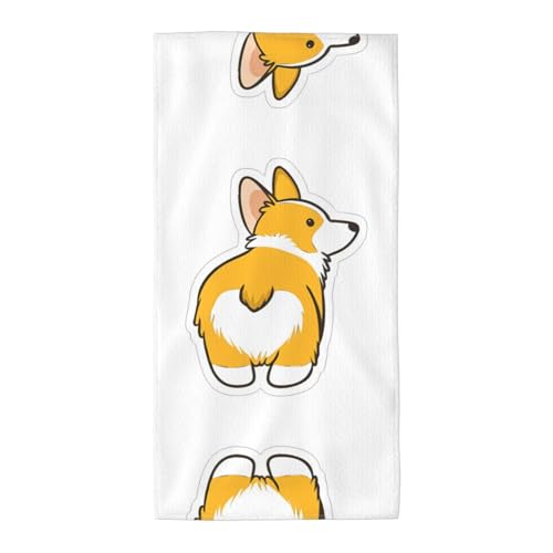 JaoXer 30,5 x 61 cm Strand-Pool-Handtuch für Damen und Herren – leichtes, wiederverwendbares Handtuch mit niedlichem Corgi-Butt-Druck für Bad, Fitnessstudio, Reisen, Sport von JaoXer