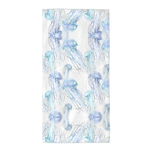 JaoXer 35,1 x 69,8 cm Strand-Pool-Handtuch für Damen und Herren – leicht, wiederverwendbar, Aquarell-3D-Quallen-Druck, Handtuch für Bad, Fitnessstudio, Reisen, Sport von JaoXer