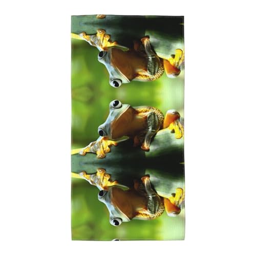 JaoXer 35,1 x 69,8 cm Strand-Pool-Handtuch für Damen und Herren – leichtes, wiederverwendbares Handtuch mit grünem Froschdruck für Bad, Fitnessstudio, Reisen, Sport von JaoXer