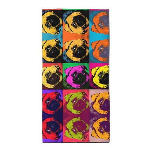 JaoXer 35,1 x 69,8 cm Strand-Pool-Handtuch für Damen und Herren – leichtes, wiederverwendbares Hunde-Pop-Art-Handtuch mit Mops-Aufdruck für Bad, Fitnessstudio, Reisen, Sport JaoXer 35,1 x 69,8 cm Strand-Pool-Handtuch für Damen und Herren – leichtes, wiederverwendbares Hunde-Pop-Art-Handtuch mit Mops-Aufdruck für Bad, Fitnessstudio, Reisen, Sport von JaoXer
