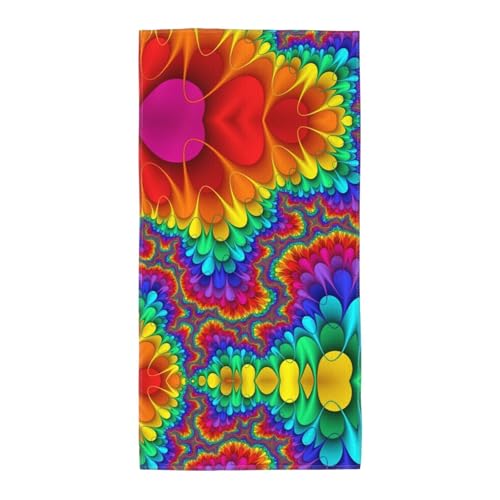 JaoXer 35,1 x 69,8 cm Strand-Pool-Handtuch für Damen und Herren – leichtes, wiederverwendbares Regenbogen-Handtuch mit Batikfärbung und rotem Druck für Bad, Fitnessstudio, Reisen, Sport JaoXer 35,1 x 69,8 cm Strand-Pool-Handtuch für Damen und Herren – leichtes, wiederverwendbares Regenbogen-Handtuch mit Batikfärbung und rotem Druck für Bad, Fitnessstudio, Reisen, Sport von JaoXer