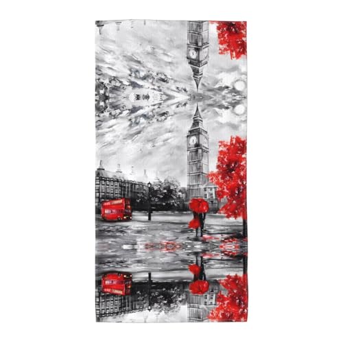 JaoXer 35,1 x 69,8 cm Strand-Pool-Handtuch für Damen und Herren – leichtes, wiederverwendbares rotes London-Straßen-Druck-Handtuch für Bad, Fitnessstudio, Reisen, Sport JaoXer 35,1 x 69,8 cm Strand-Pool-Handtuch für Damen und Herren – leichtes, wiederverwendbares rotes London-Straßen-Druck-Handtuch für Bad, Fitnessstudio, Reisen, Sport von JaoXer