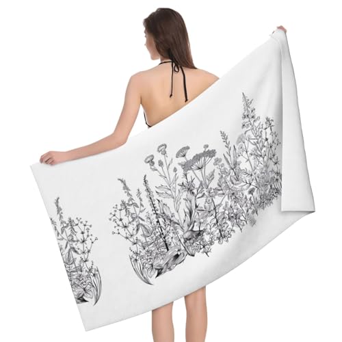 JaoXer Badetuch-Set mit schwarzen und weißen Blumen – weiche Mikrofaser-Badetücher – perfekt für Zuhause, Fitnessstudio, Strand und Reisen JaoXer Badetuch-Set mit schwarzen und weißen Blumen – weiche Mikrofaser-Badetücher – perfekt für Zuhause, Fitnessstudio, Strand und Reisen von JaoXer